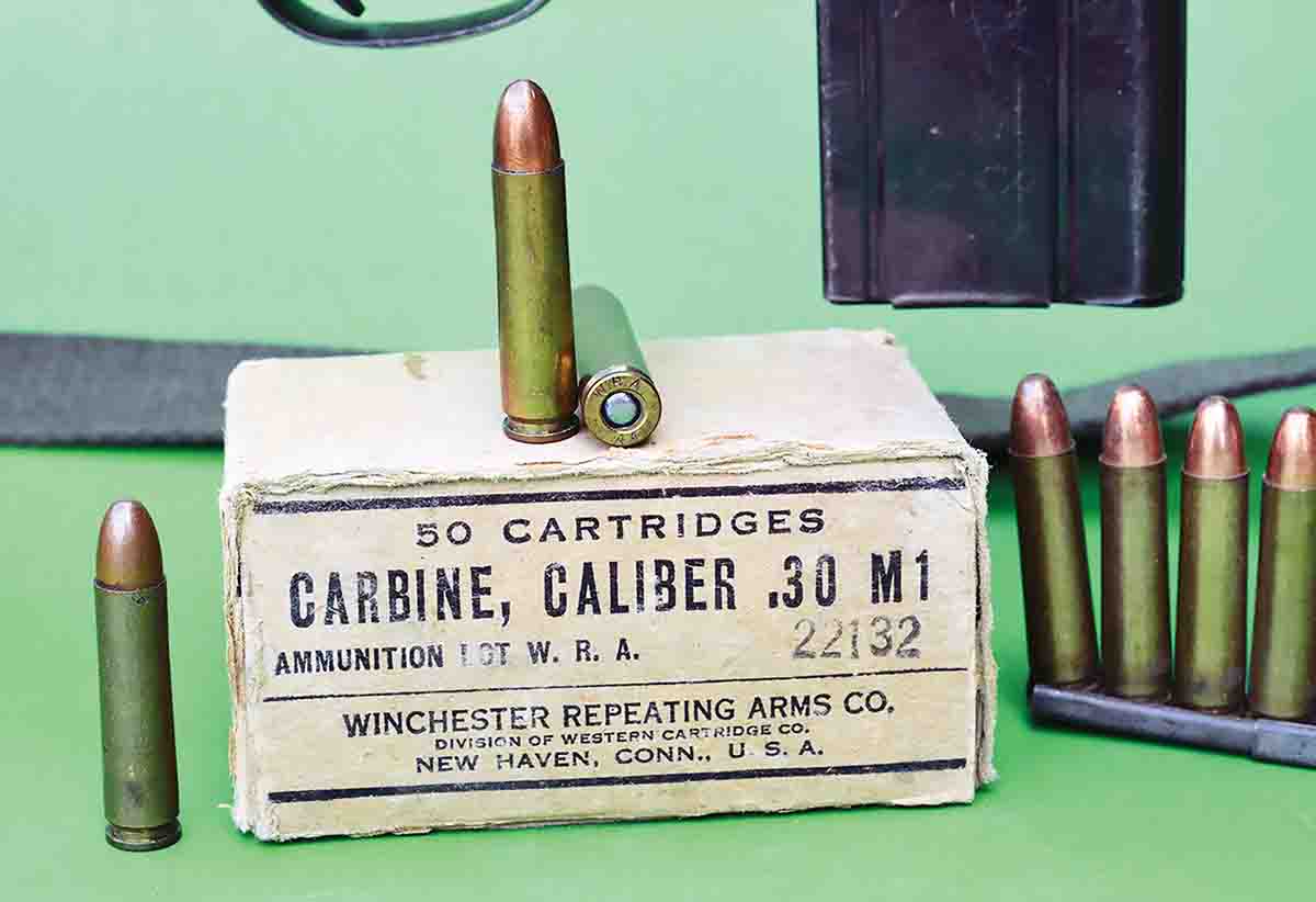 The pressures and velocities of the 30 Carbine have changed little over the past 80 years. These vintage Winchester military loads date back to 1944.
